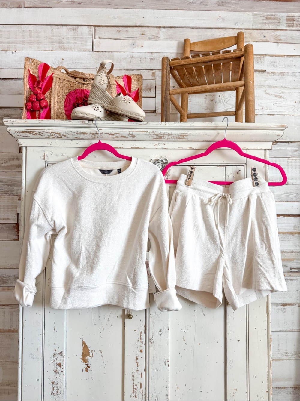Cozy Ivory pullover set Drawstring Shorts